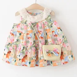 Conjunto para bebé niña con vestido sin mangas y bolsa a juego