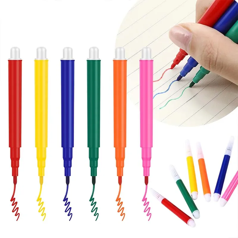 Paquete de 4/8/12/24 Mini bolígrafos de acuarela, marcadores de dibujo de 6 colores adecuados para estudiantes, pintura, accesorios de papelería artística TMZ