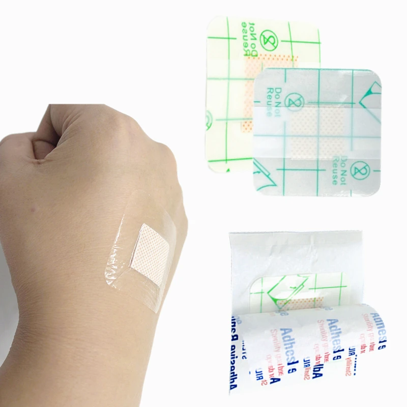 50 unids/set 38*38mm parche de cinta transparente para vendajes adhesivos de primeros auxilios yesos impermeables Kit de tirita de supervivencia de emergencia