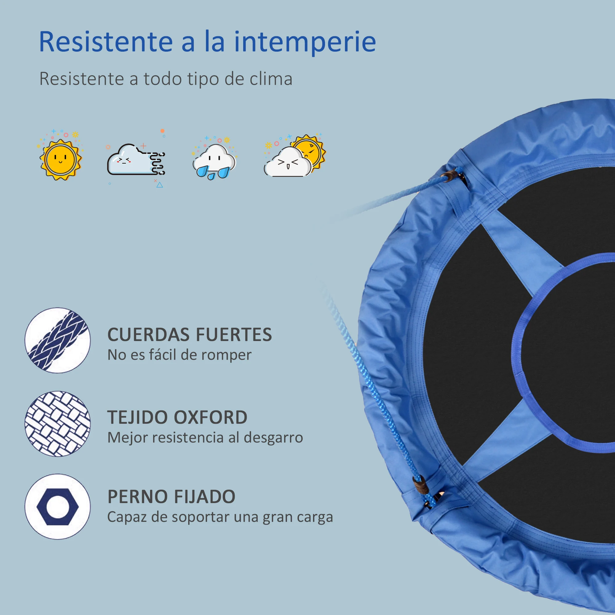 HOMCOM Columpio Nido Infantil Jardin Columpio para Bebe Asiento de Columpio Plegable Asiento Comodo Interior Exterior 100x180cm - imagen 5