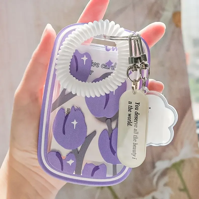 Funda protectora para foto de ídolo coreano, funda para tarjeta de identificación de estudiante con colgante de oso bonito, fundas para sesión fotográfica, funda transparente para tarjetas - imagen 4