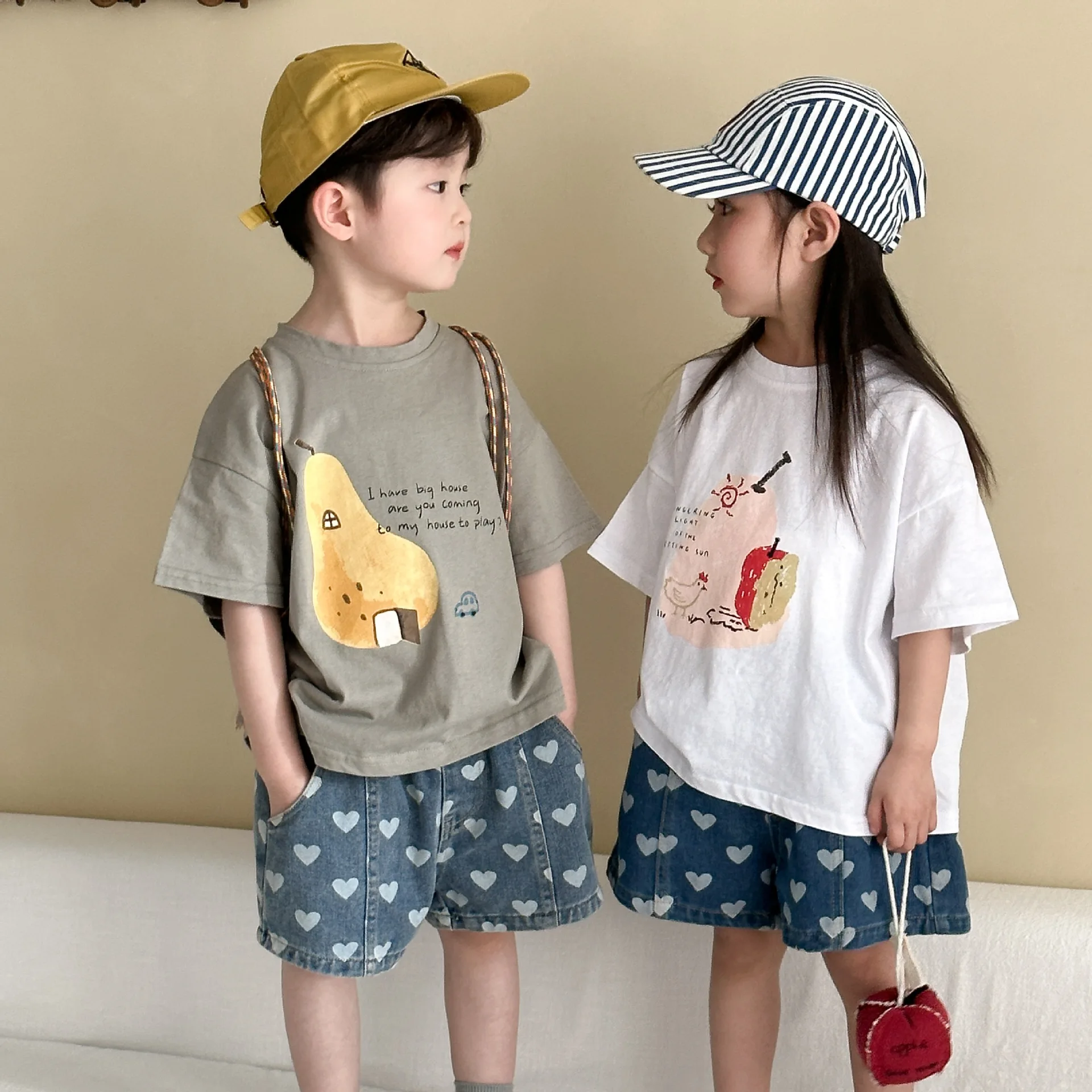 Camisetas coreanas de manga corta para niños, camisetas de algodón con estampado de frutas para niñas pequeñas, ropa para bebés - imagen 2