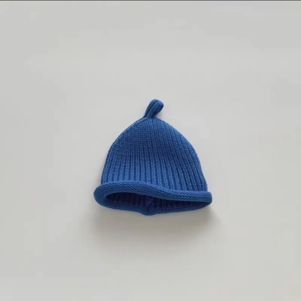 Gorro de punto para bebé de estilo coreano, gorro grueso de invierno para mantener el calor, gorro de bebé de Color sólido, invierno