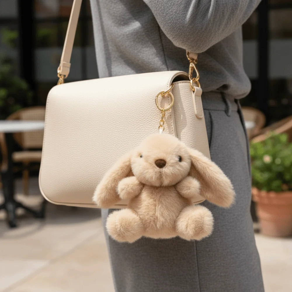 Llavero de peluche conejo suave para bebé – accesorio seguro - imagen 2
