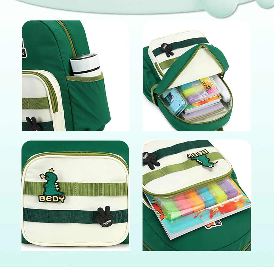 Correas ajustables y cremalleras suaves de la mochila