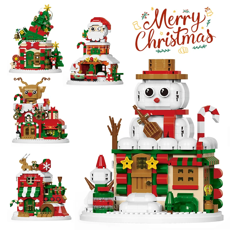 Juego de construcción casita de nieve con muñeco para Navidad