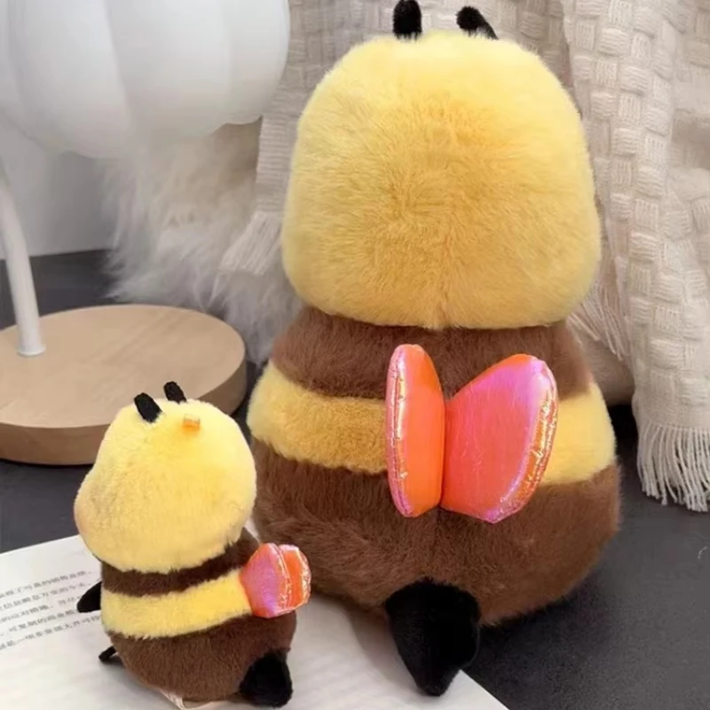 Juguetes de peluche 10/20/30cm lindo relleno miel abeja beso miel esponjoso Animal llavero bolsa accesorio insecto volador ojos negros alas rosas - imagen 4