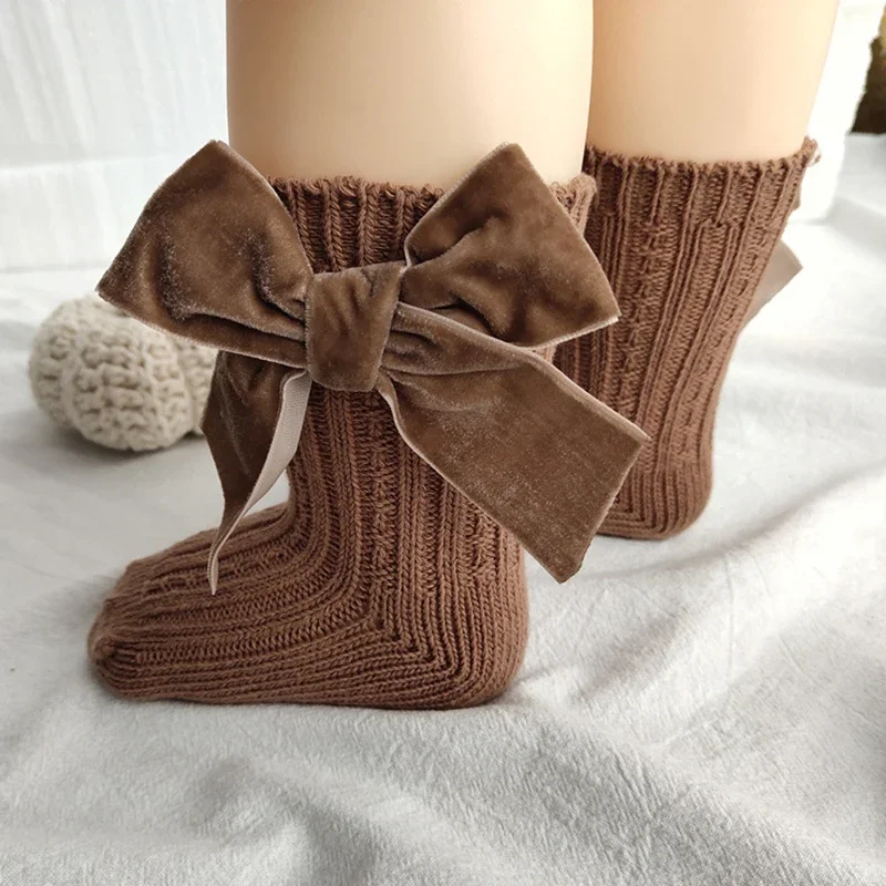 Calcetines largos de lana merino con lazo para bebé – Suaves y cálidos - imagen 4