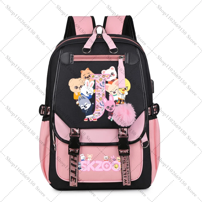 Mochila de gran capacidad para niña, mochila escolar con estampado de Anime SKZ ooed, accesorios para niños, bolsa de libros, mochila bonita de dibujos animados, regalo de Navidad - imagen 3