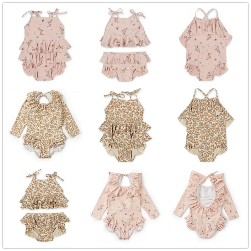 Bañador de bebé niña con estampado floral y volantes para piscina - imagen 4