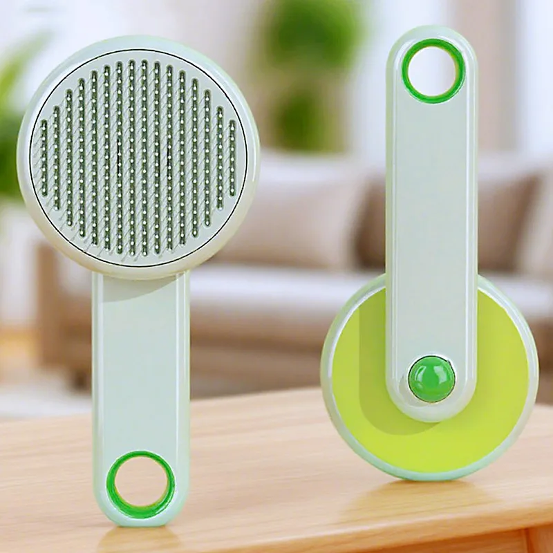 Cepillo para perros, peine automático para gatos, removedor de pelo para mascotas, cepillo autolimpiante para gatos, peine para perros con un clic, cepillos para el cuidado de perros, suministros para mascotas