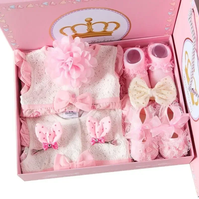 Conjunto rosa de verano para bebé, mono con estampado bonito para niña, conjunto de ropa de abrigo combinada de varias piezas, pelele para niña de 3 a 12 meses - imagen 4