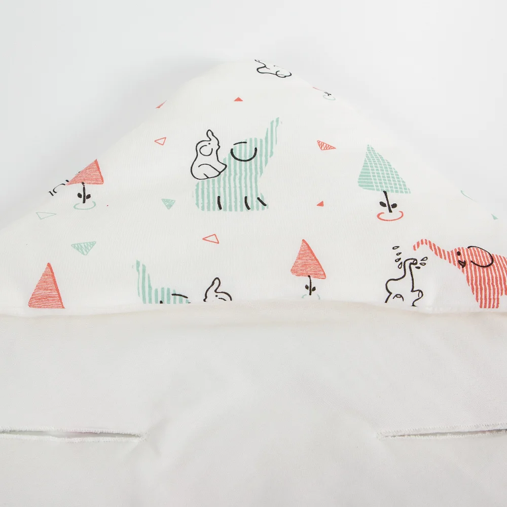 Manta de cesta para recién nacido, 90x90Cm, sobre cálido con capucha a prueba de viento para otoño en asiento de coche de bebé, bonito estampado de elefante para niñas - imagen 3
