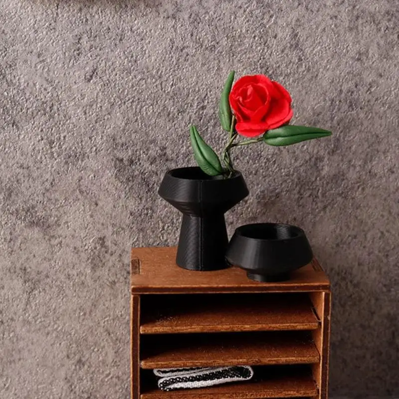 XXFE Arreglo Floral en Miniatura Maceta Modelo 3 Piezas para casa muñecas Paisaje para Sala Estar Interacción entre - imagen 5