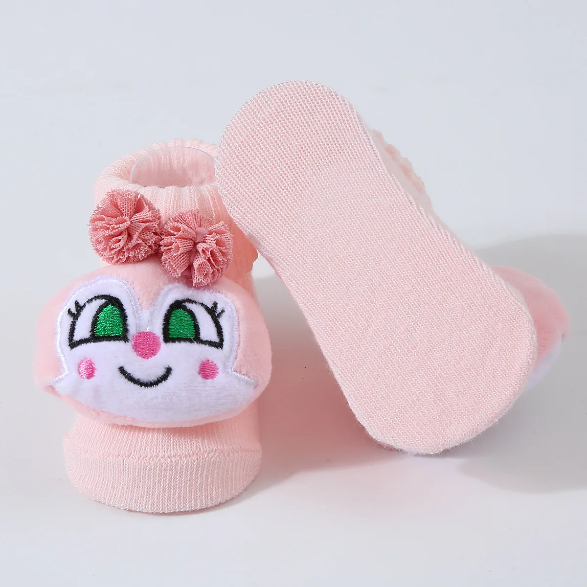 Calcetines bonitos de muñeca de dibujos animados para recién nacido, calcetín de punto suave y liso para bebé, calcetines de suelo tejidos para niñas y niños - imagen 5