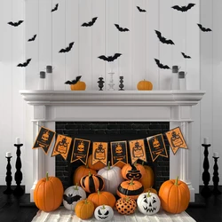 16 Uds. Pegatinas de pared de murciélagos negros 3D, decoración de pared para fiesta de Halloween, mesa de ventana, Bar en casa, accesorios de terror, suministros de Halloween