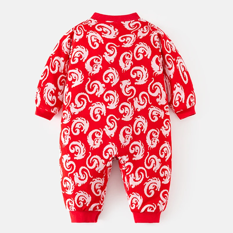 Ropa de invierno para niñas y niños recién nacidas, monos de algodón gruesos y cálidos con estampado de flores bonitas de estilo chino, peleles, ropa de Boutique para bebés BC428 - imagen 2