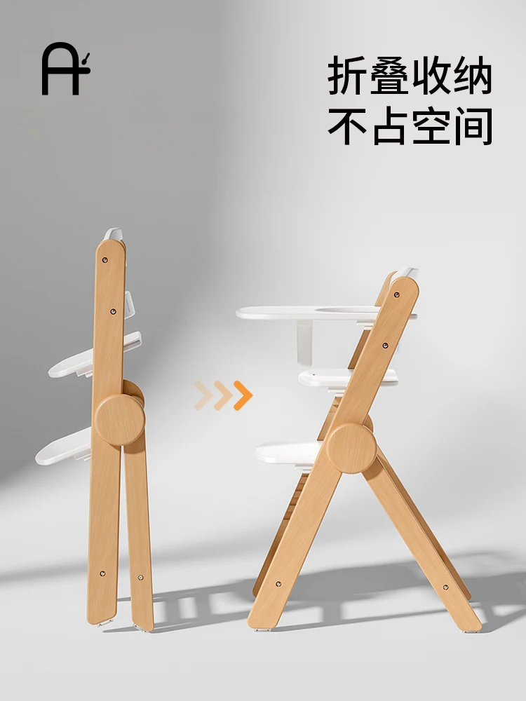 Silla de crecimiento de madera maciza para niños, silla para comer para bebés, mesa de comedor de patas altas, silla plegable multifuncional - imagen 5