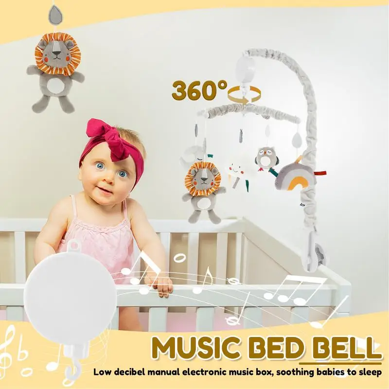 Cuna móvil Musical para guardería, cuna móvil para niños pequeños, decoración de cama, adorno de diseño de cubierta suave para niñas envejecidas - imagen 3
