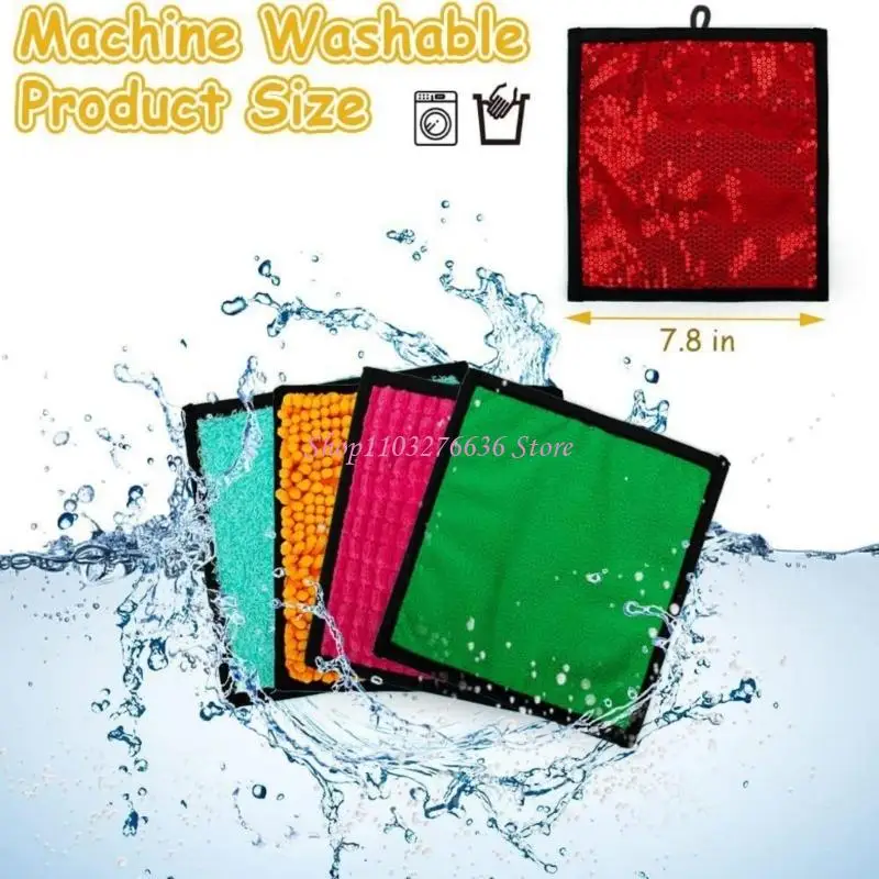 R6FD lavable a máquina almohadilla sensorial para bebés Varias texturas para exploración táctil 16 piezas - imagen 5