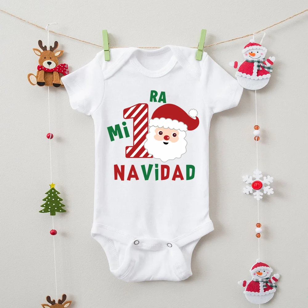 Body con estampado español para bebé, Pelele de manga corta para recién nacido, traje para fiesta de navidad - imagen 5