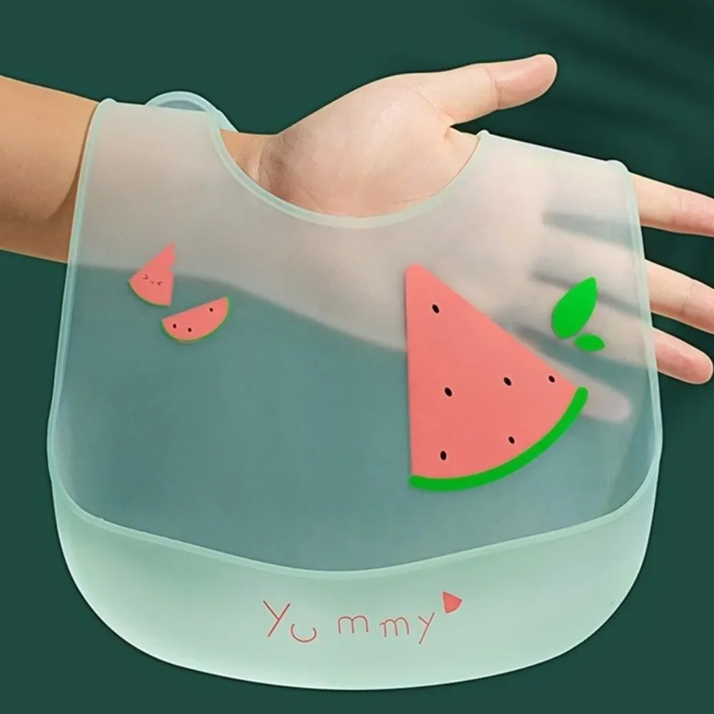 Baberos con estampado de dibujos animados, babero de alimentación transparente impermeable, material de alimentación ajustable de silicona suave - imagen 3