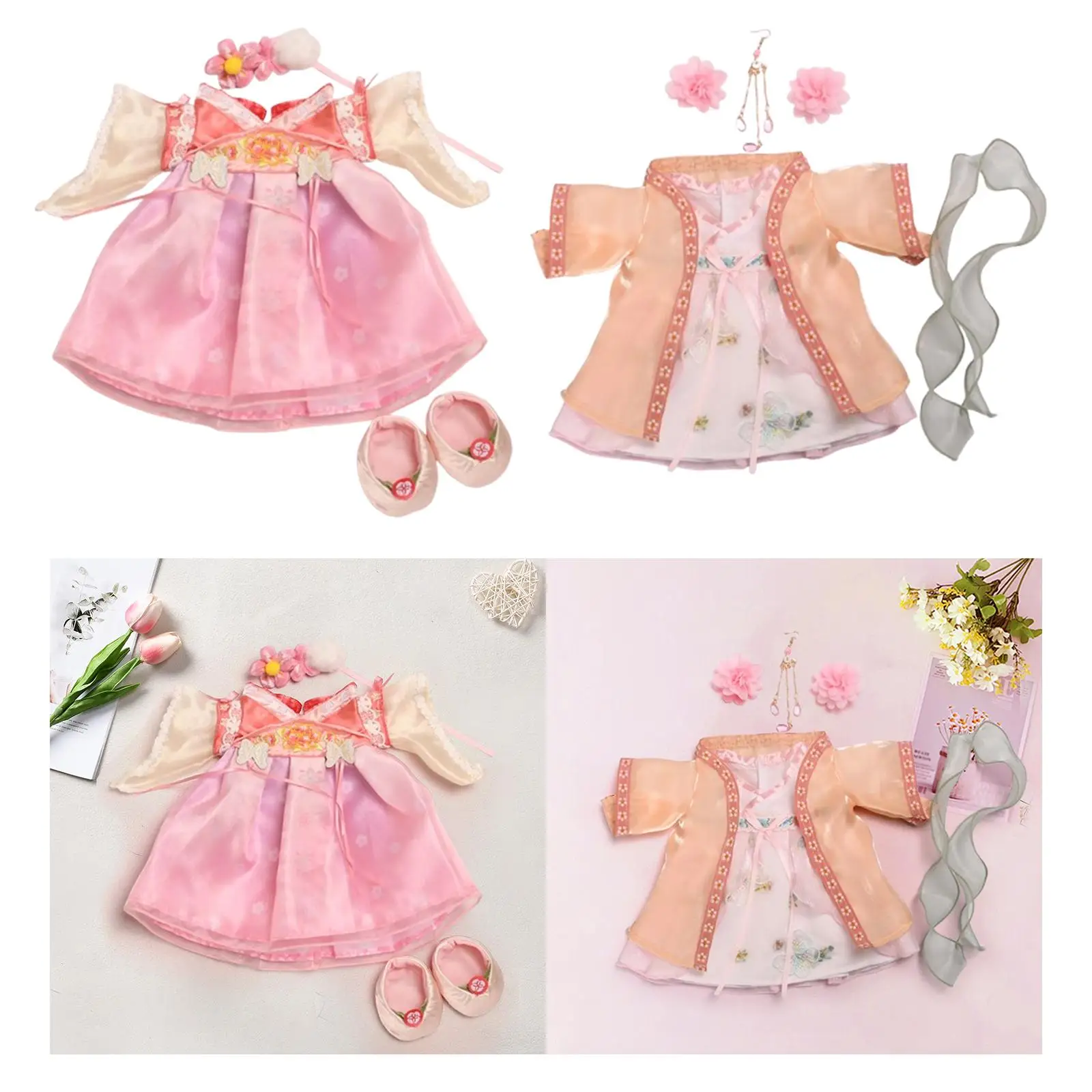 Girl Doll Dress Suit Costume Soft Adorable for Kids Birthday Gift Photo Props Doll Outifits Doll Clothing for 30cm Bear Dolls