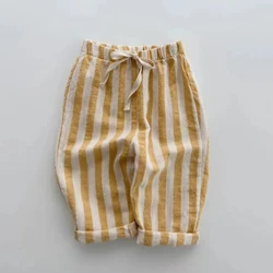 Pantalones de lino con rayas para niños – Cintura elástica