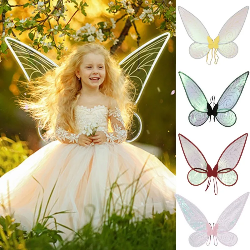 Alas de mariposa para niños, accesorios de actuación para fiesta y Festival, conjunto de ropa para niñas, accesorios de Cosplay de princesa elfo, ropa de actuación para niños