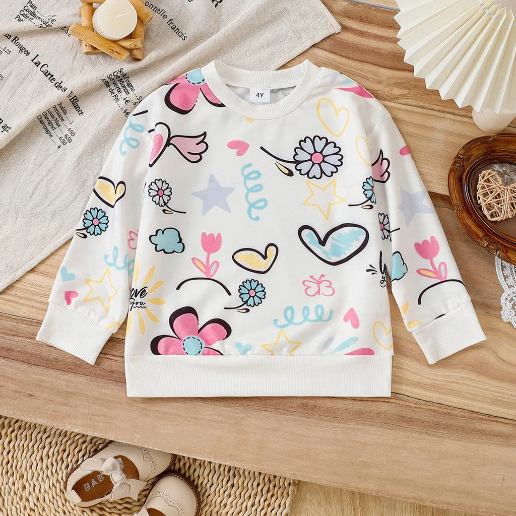 Top manga larga niña con estampado dibujado a mano Otoño Invierno