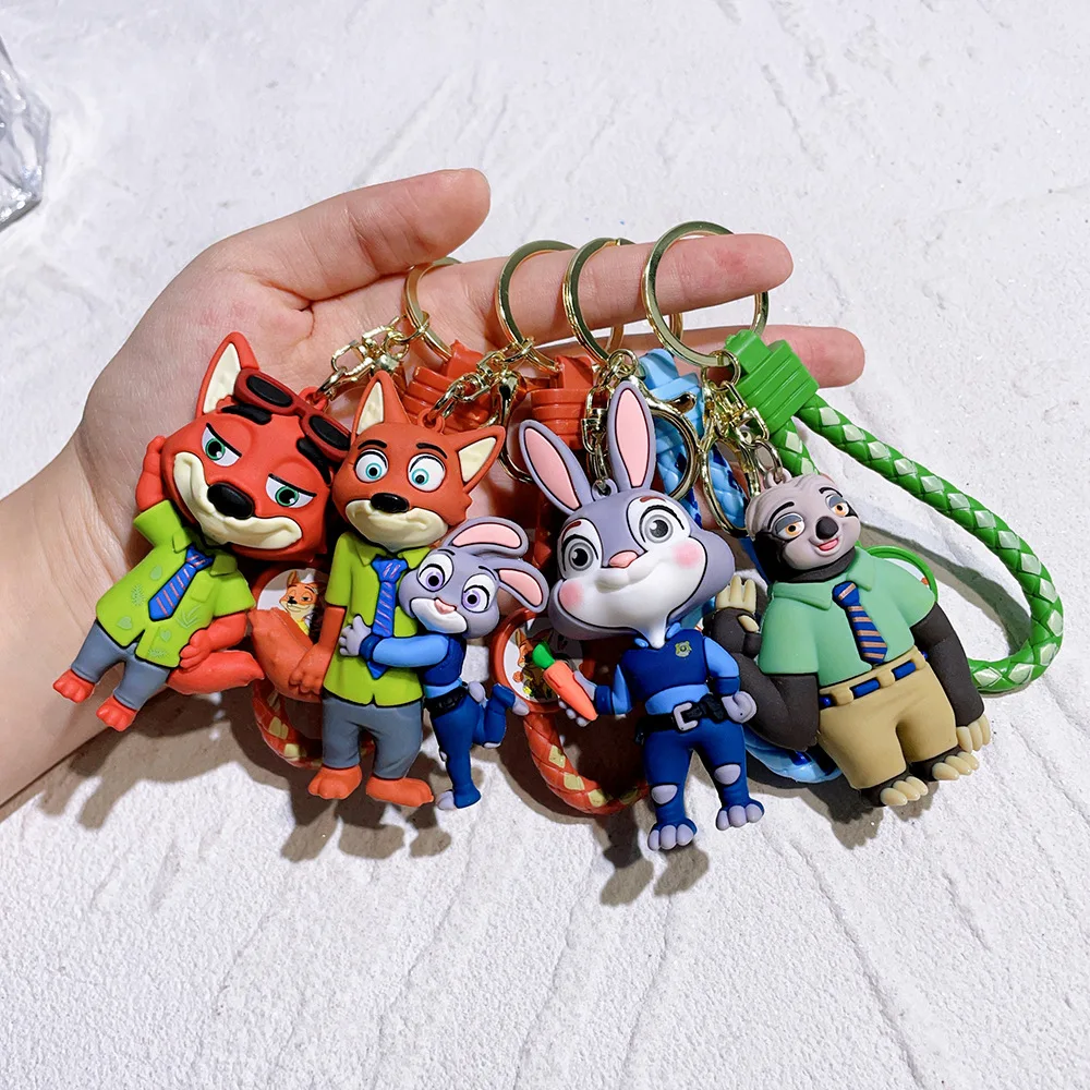 ute Disney Zootopia llavero PVC personaje de dibujos animados Judy Nick jefe Bogo llavero colgante parejas bolsa decoración Festival regalo - imagen 3