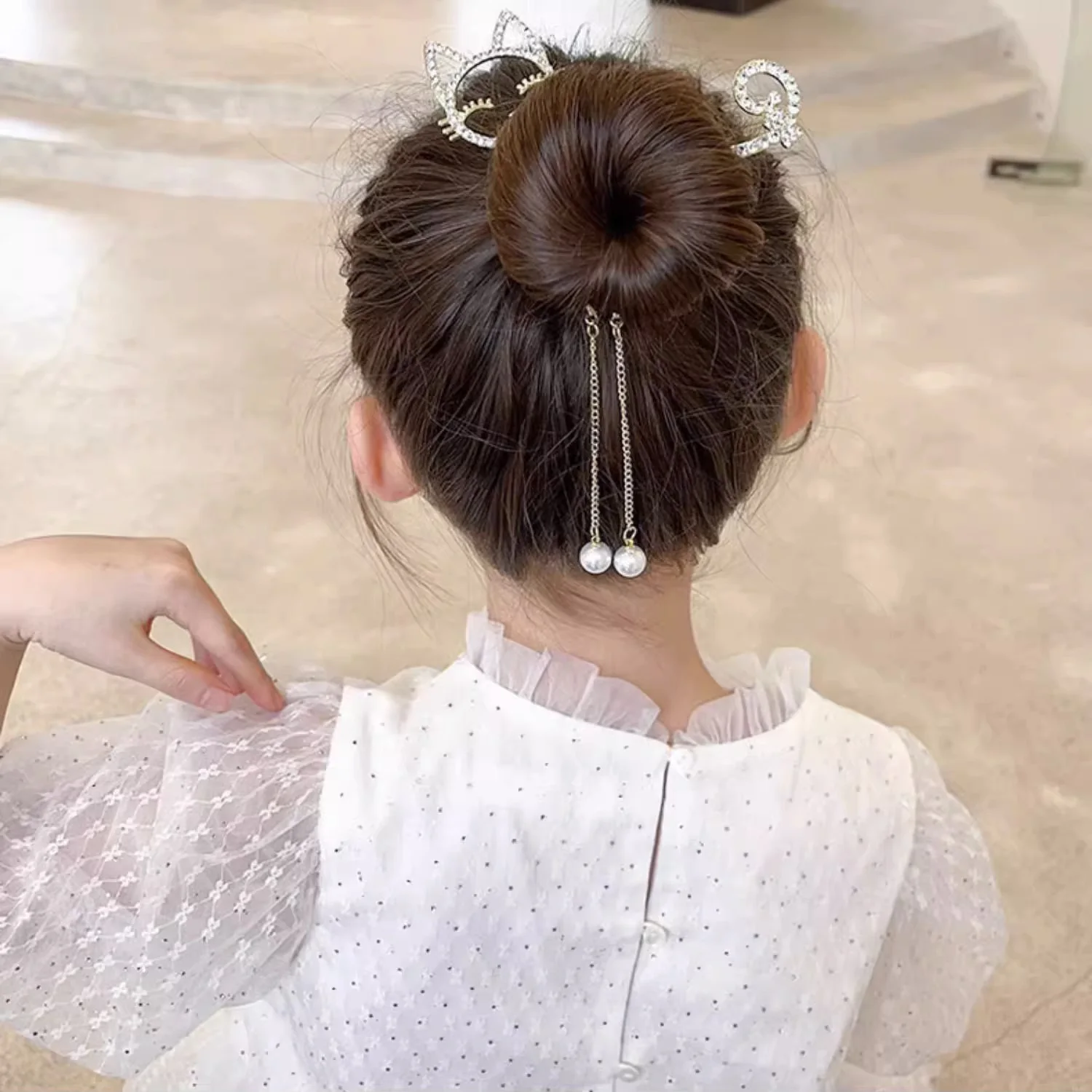 Niños Rhinestone ala de Ángel orejas de animales Clip de pelo de bebé elegante horquillas de perlas diadema de cola de caballo para niñas accesorios para niños - imagen 5