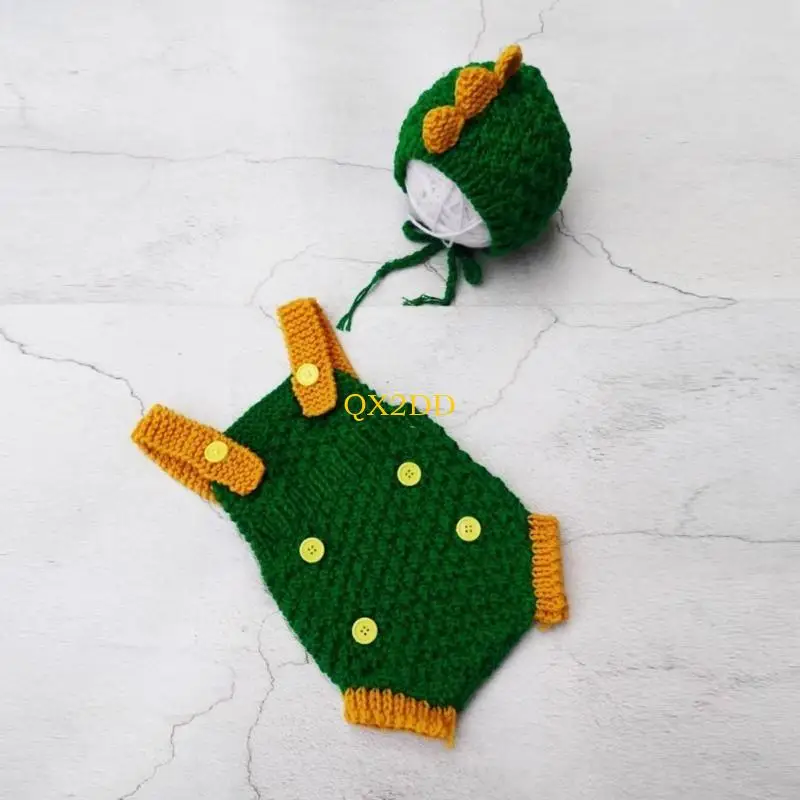 QX2D Accesorios para posar fotografías recién nacidos, gorro y pantalones dinosaurio, accesorios para estudio fotográfico - imagen 5