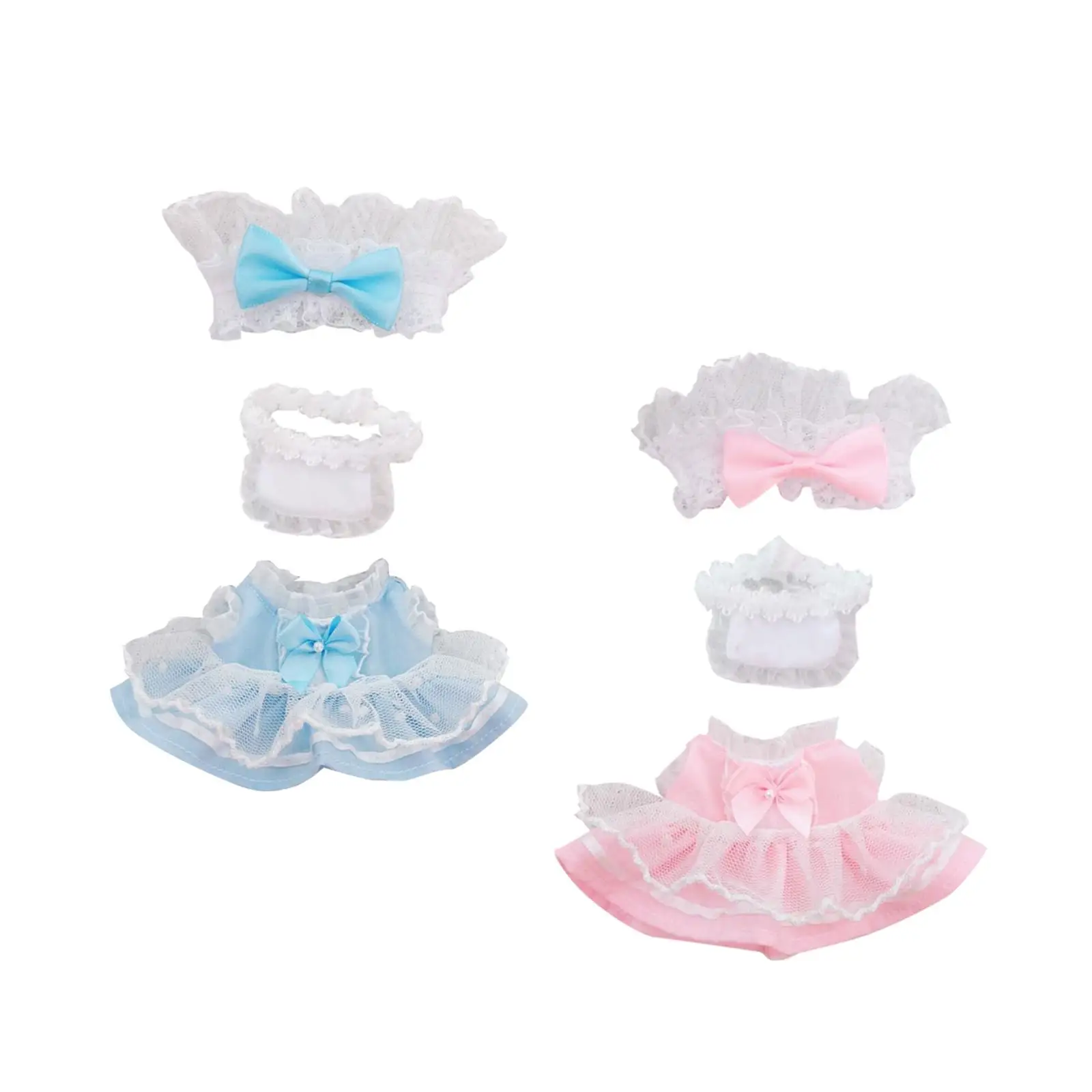 3x Dolls Maid Dress Suit, Costume Accessory, Handmade Clothing with Headband Apron for 17cm Dolls Thanksgiving Gifts