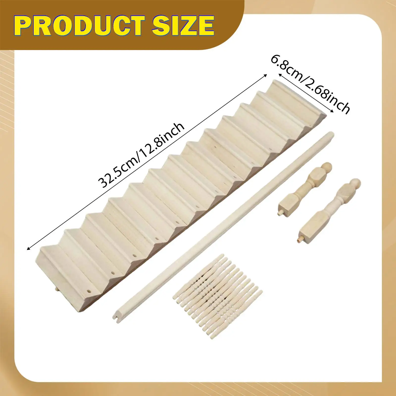 Dollhouse Furniture Wooden Miniature Staircase Kit Unpainted Handrail for Sand Table Model Train Fairy Garden Decor