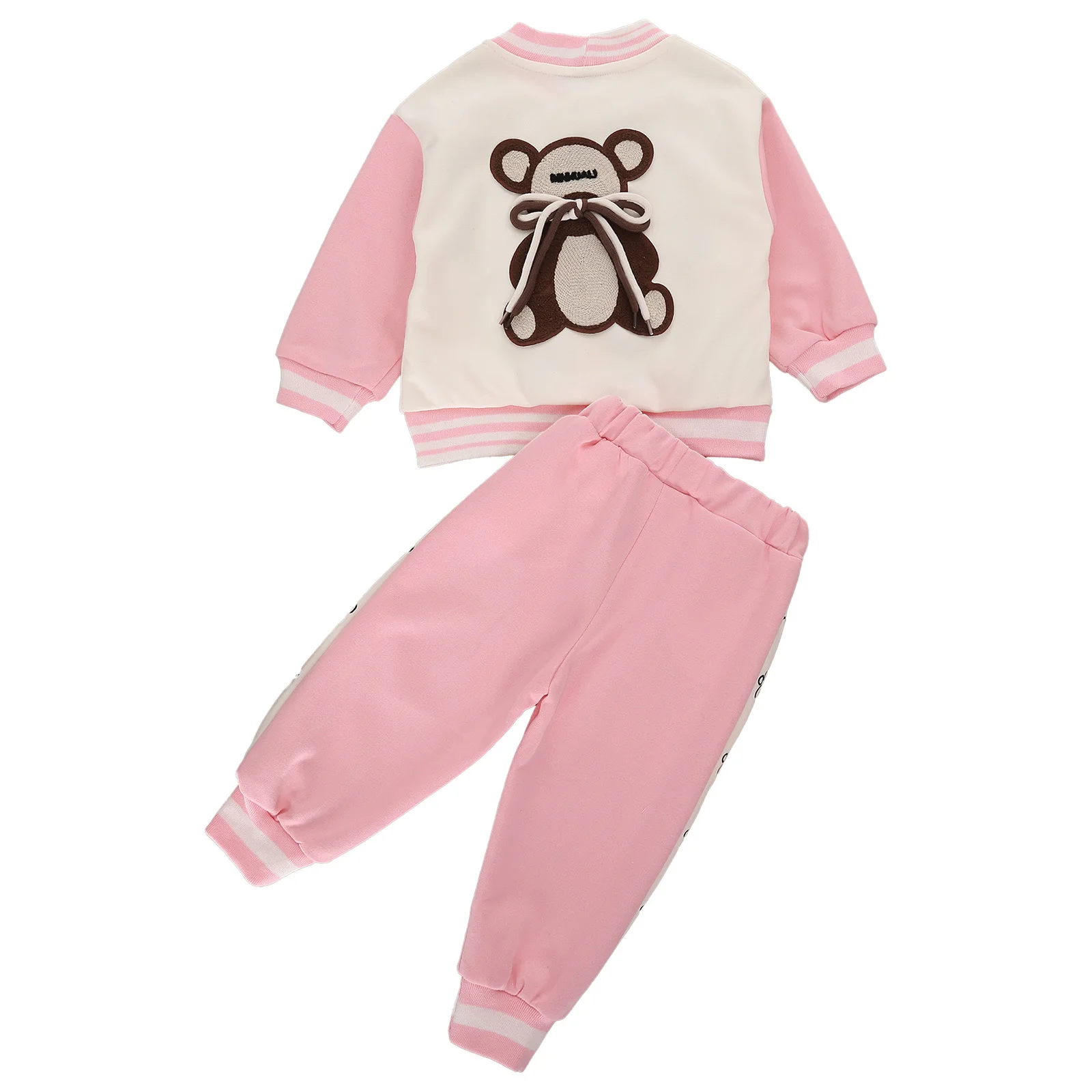 Conjunto chándal infantil oso bordado – Chaqueta béisbol primavera otoño - imagen 3