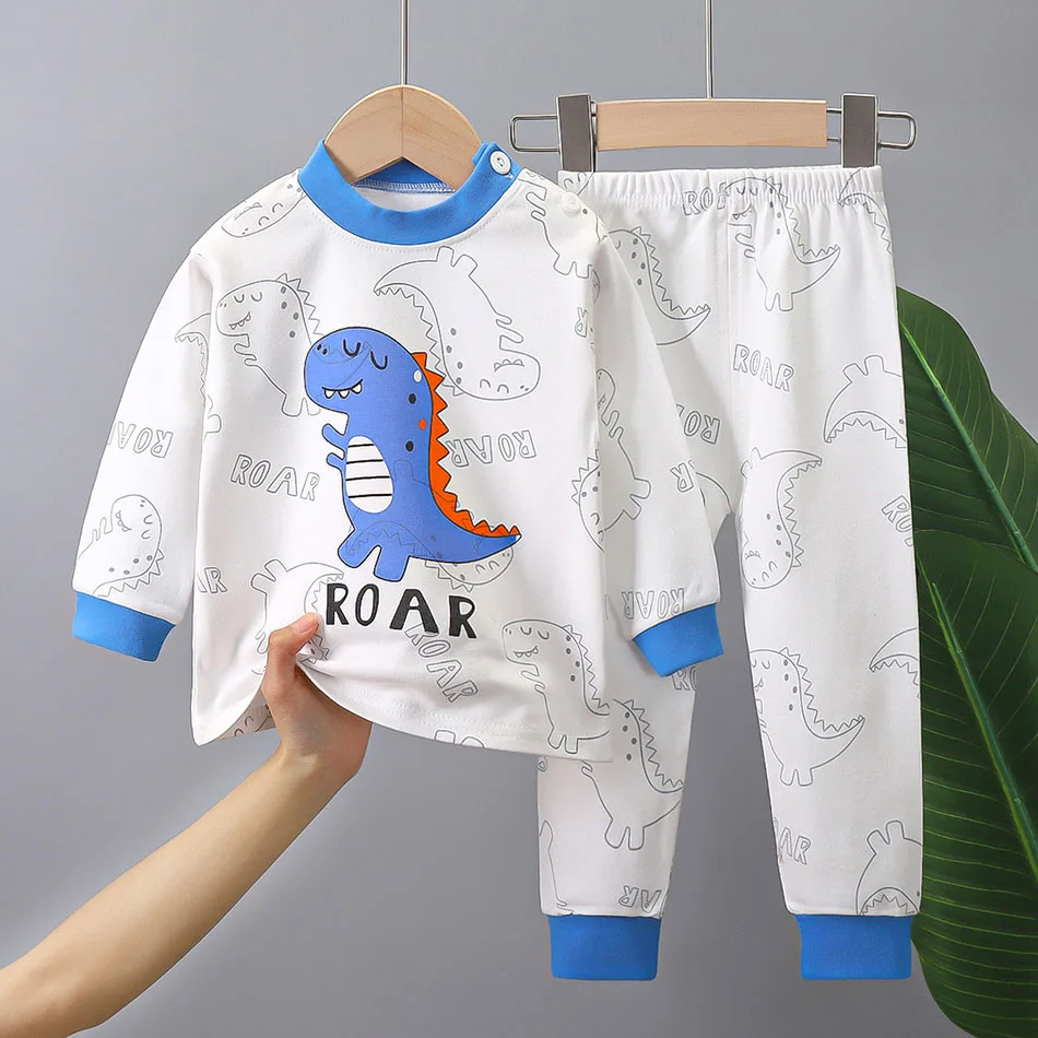 Conjunto de pijama forrado de algodón suave para niños manga larga - imagen 4