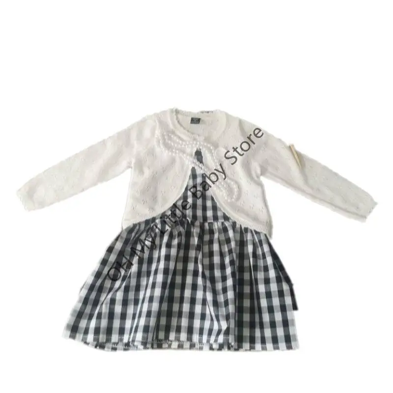 M76C 3-5 meses bebé sesión fotos ropa traje falso perla collar vestido suéter conjunto herramientas ganchillo - imagen 5