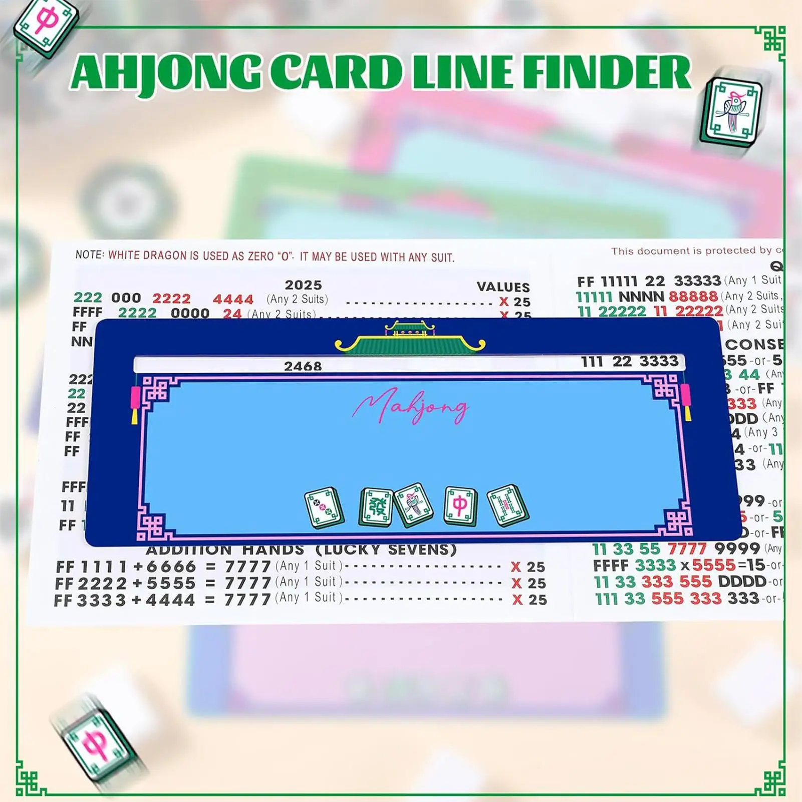 Lector de línea Mah Jong Mah Jong Rule Helper 4 piezas Mahjong Line Finder para personas mayores adultos viaje por carretera torneo vacaciones Picnic RV - imagen 5