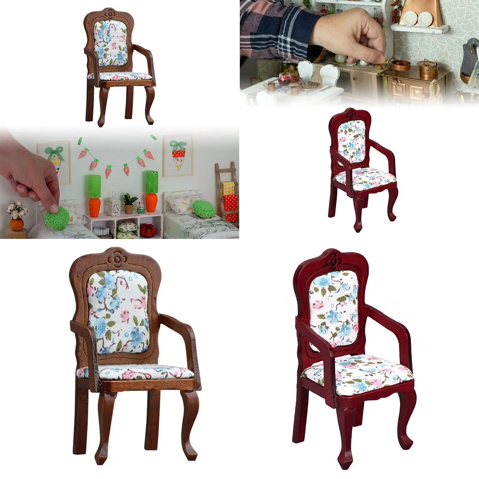 Silla para casa de muñecas, Mini sillón de simulación para sala de estar, cocina, manualidades DIY - imagen 2