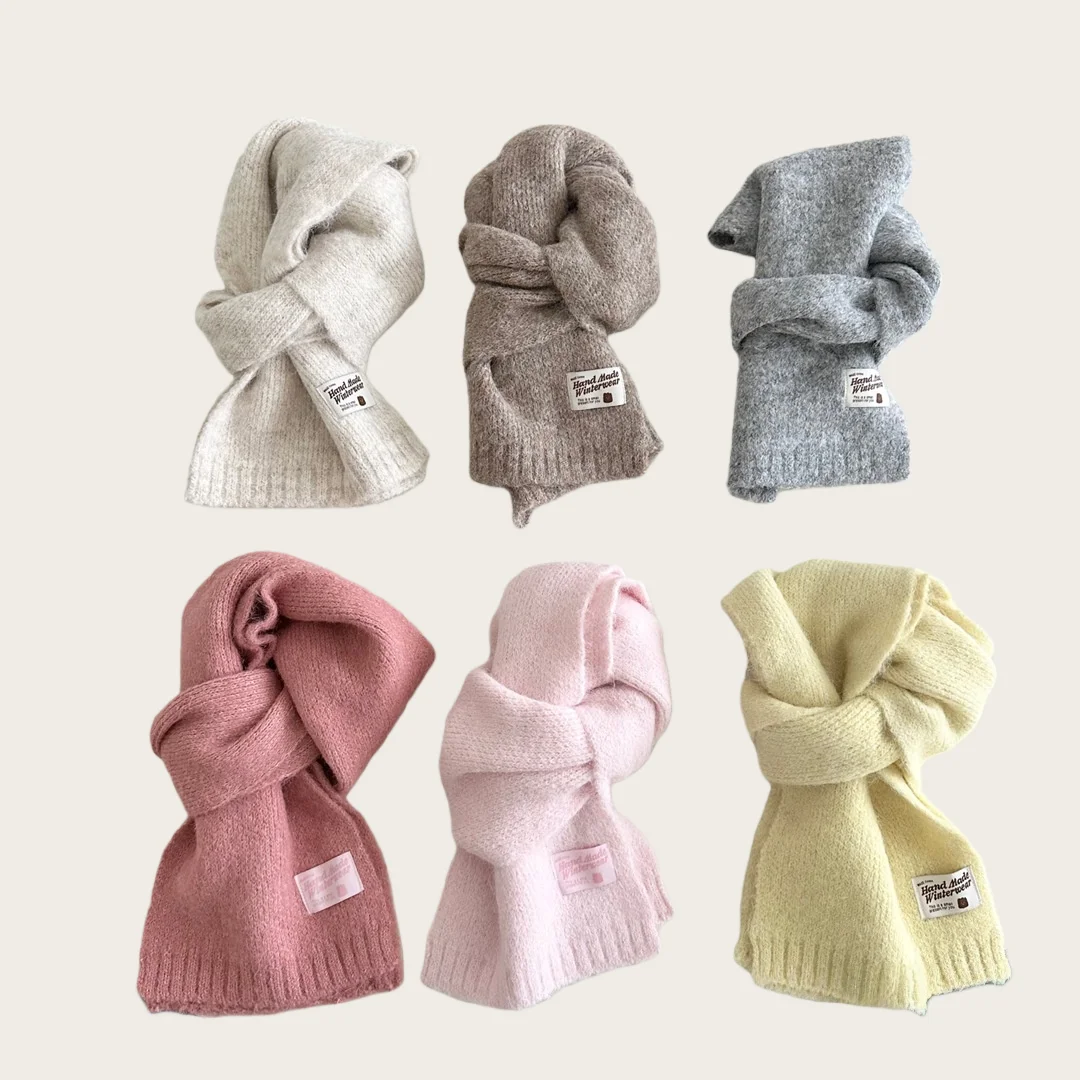 Bufanda de lana tejida de invierno para bebés, niñas y niños, estilo coreano, calentador de cuello cálido a prueba de viento - imagen 4