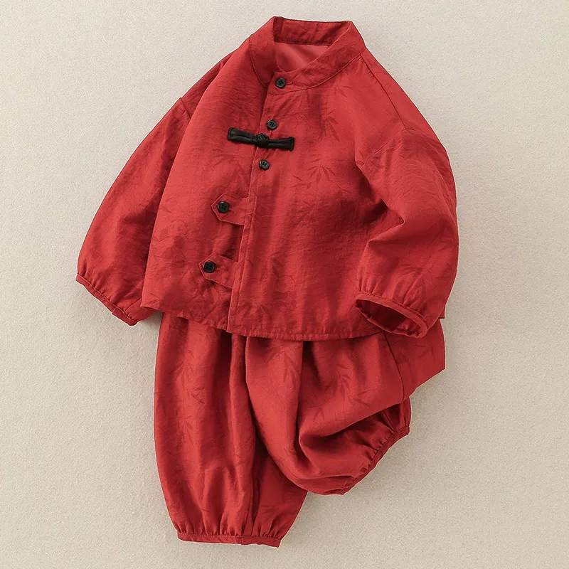 Conjunto bebé niño cuello chino de algodón manga larga - imagen 4