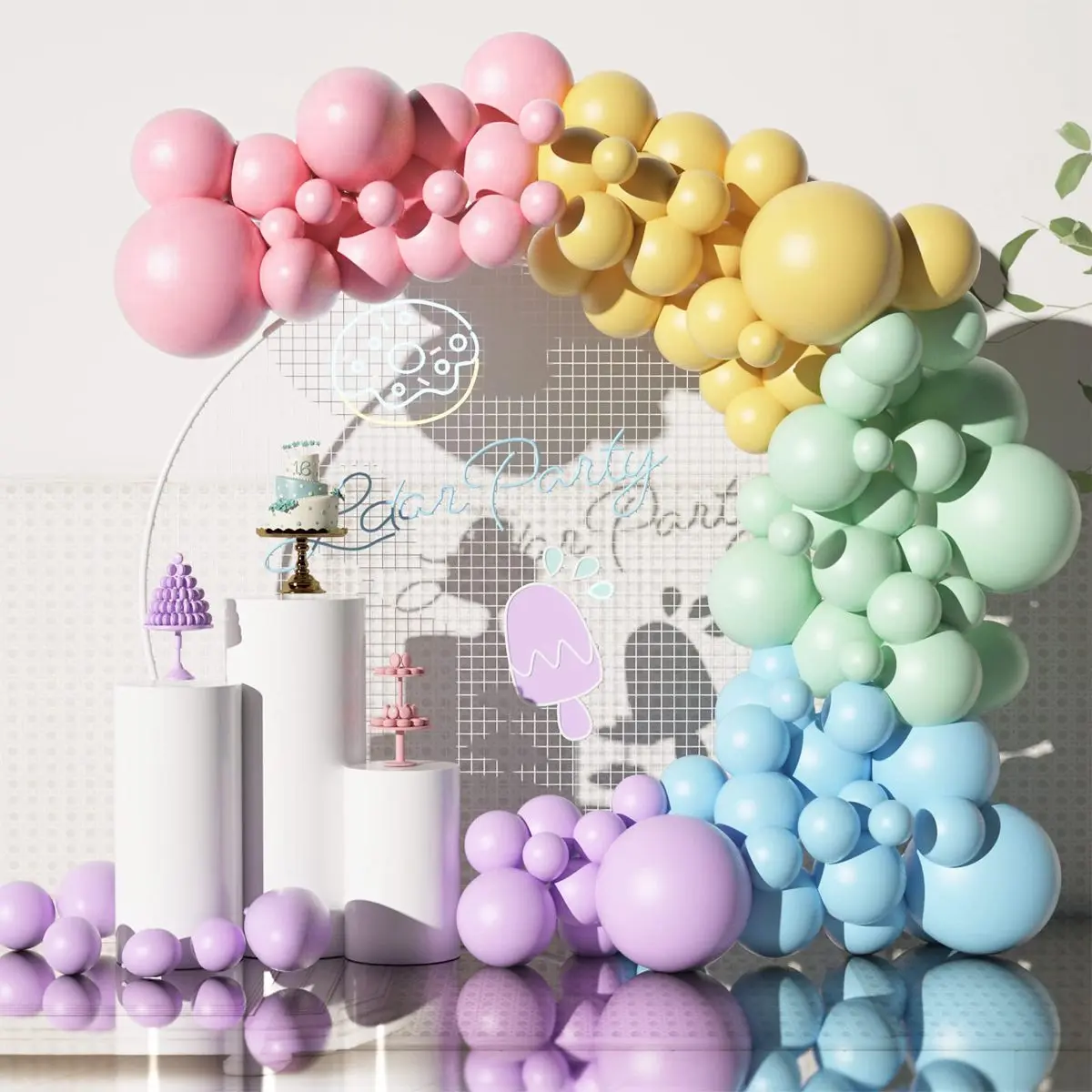 Kit guirnalda globos macaron - Vista principal colores