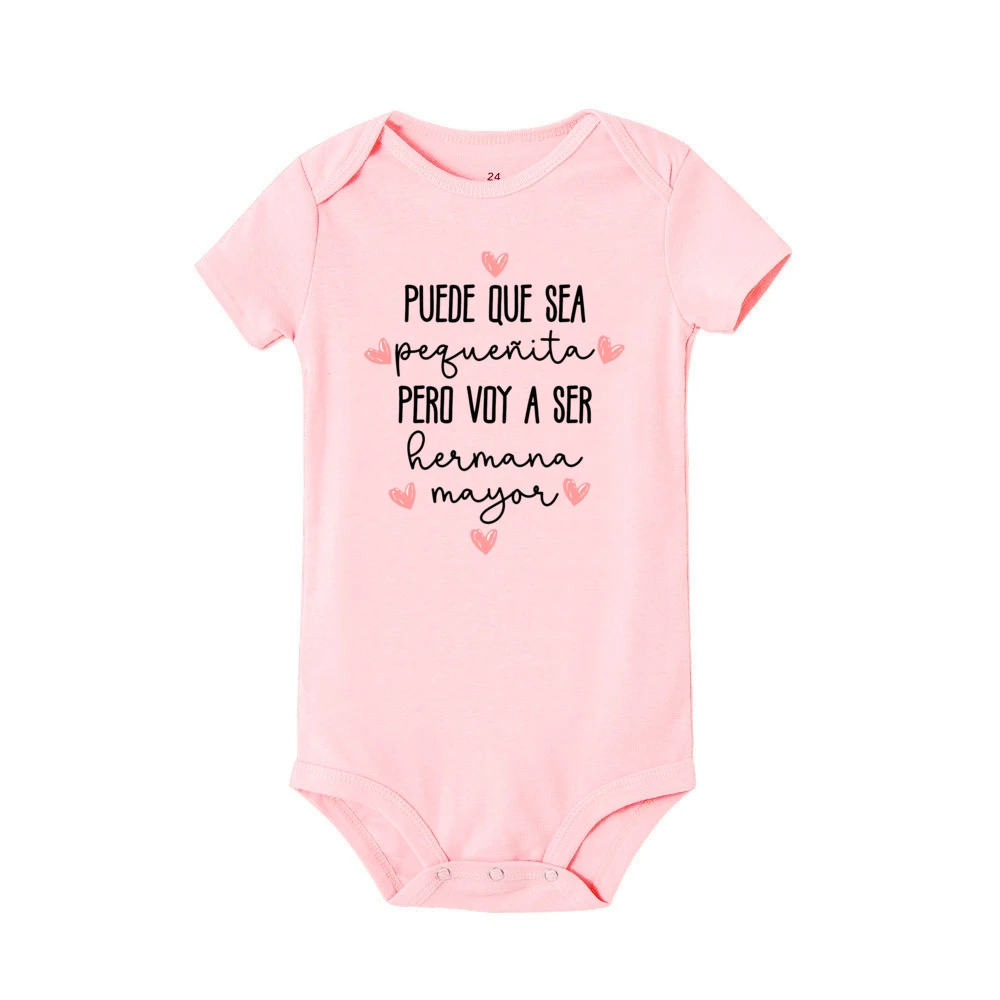 I May Be Little But I'm Going To Be A Big Brother/Sister Print Baby Bodysuit Pregnancy Announcement Infant Outfit Newborn Romper - imagen 4
