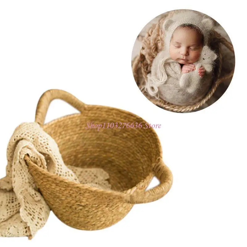 Cesta de fotografía para bebés estilo vaquero en color caqui - imagen 2
