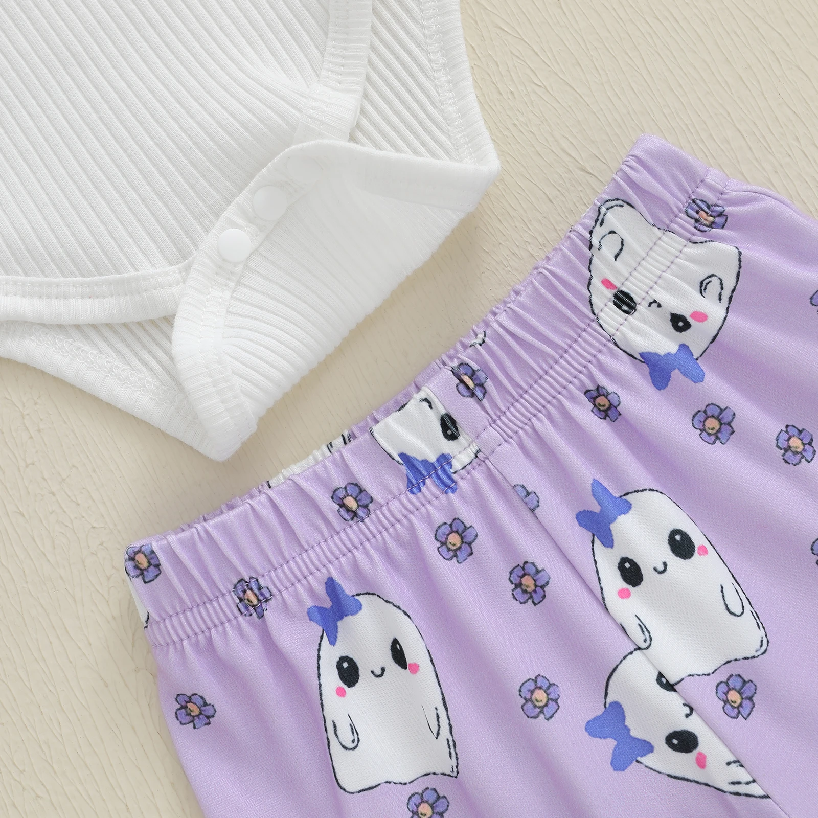 Conjunto de 3 piezas de mameluco de manga larga con estampado de calabaza y diadema de Halloween para niña de 0 a 18 meses - imagen 5