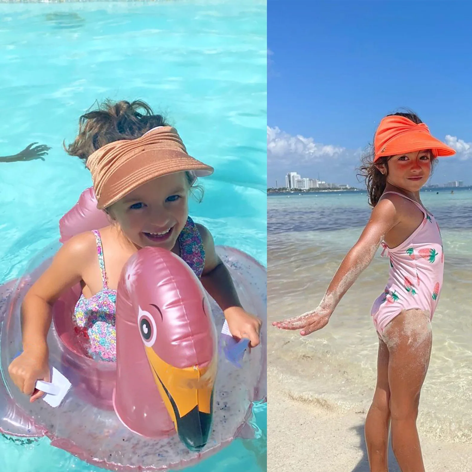 Sombreros de sol de verano para playa, gorra de béisbol con protección UV de ala ancha para niños, gorra de copa vacía transpirable de secado rápido para exteriores - imagen 4