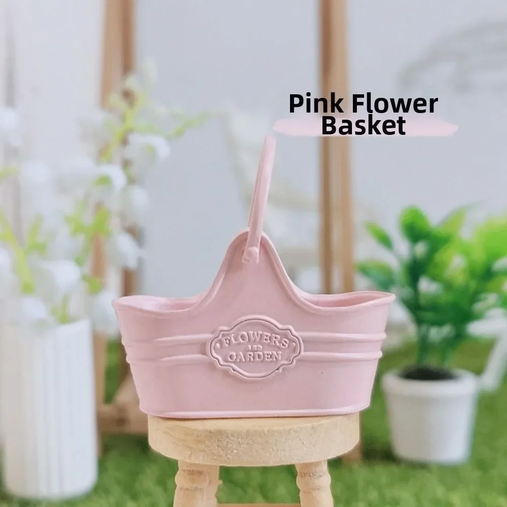 Nuevo Cesta de Metal 1:12 para casa de muñecas, accesorios de construcción de 41x18x39mm, cesta de cubo de flores, cesta de compras multicolor - imagen 4