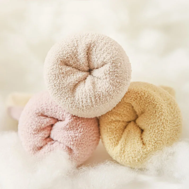 Medias de invierno para niños de 0 a 3T, calcetines cálidos acolchados de lana para niñas, franjas de diferente Color de dibujos animados, calcetines gruesos hasta la rodilla para niños - imagen 5