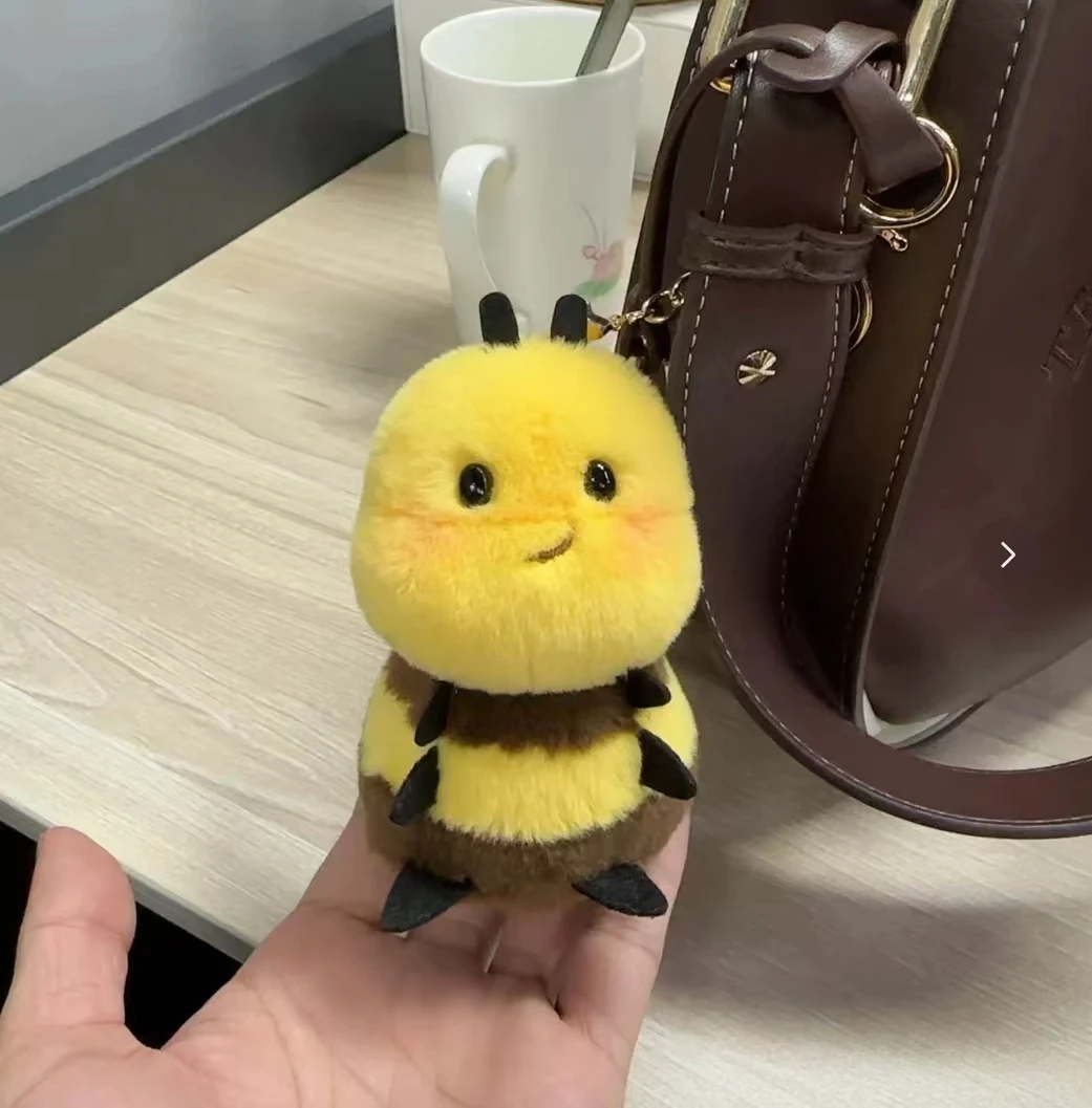 Juguetes de peluche 10/20/30cm lindo relleno miel abeja beso miel esponjoso Animal llavero bolsa accesorio insecto volador ojos negros alas rosas - imagen 2